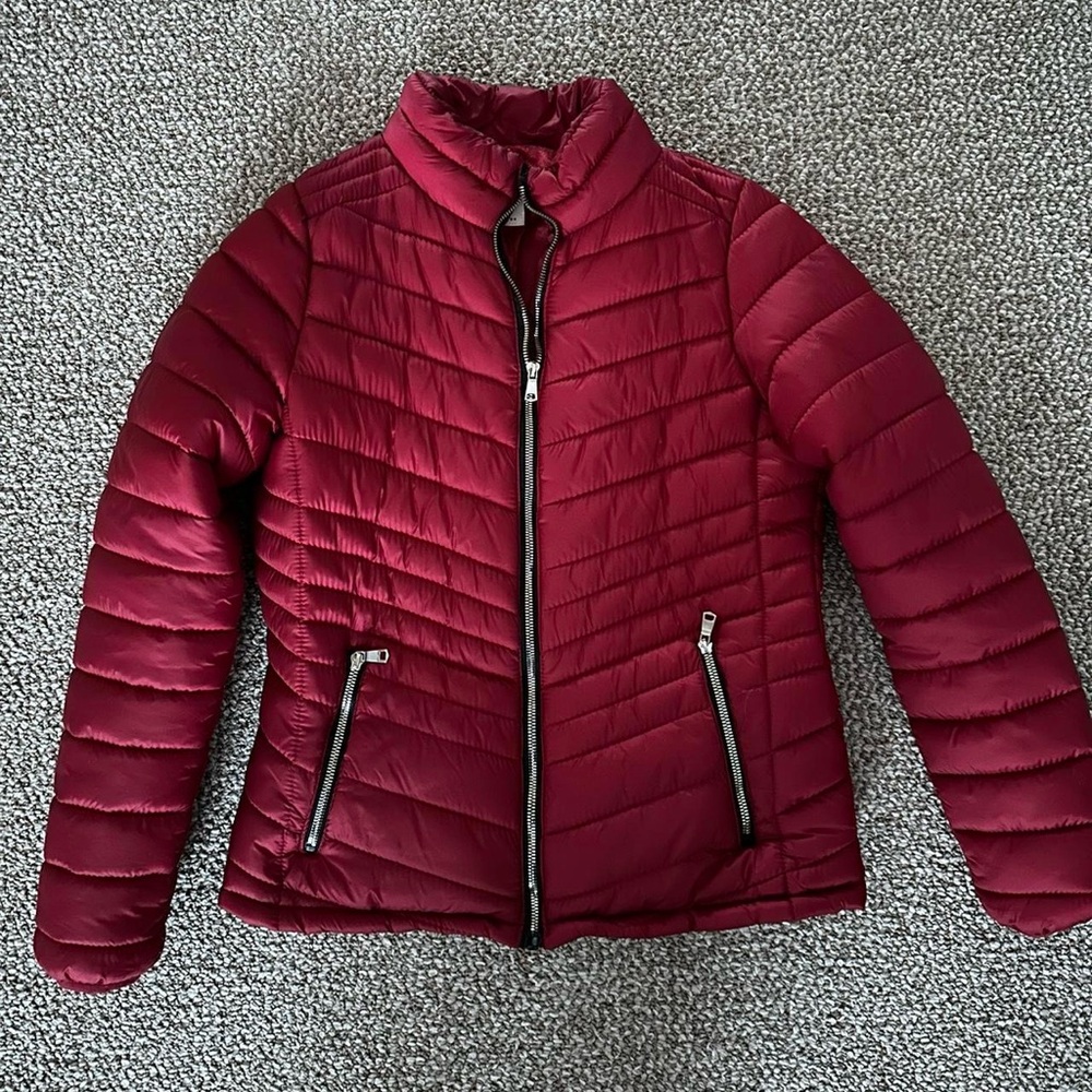 Red puffer jacket (size large but fits like medium)